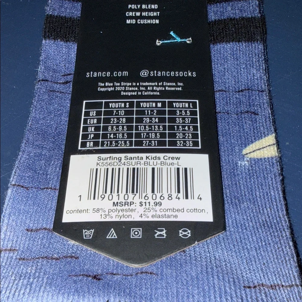 Stance Holiday Surfing Santa Socks - Blue and Black